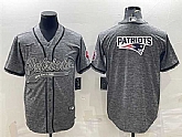 Men's New England Patriots Gray Team Big Logo With Patch Cool Base Stitched Baseball Jersey,baseball caps,new era cap wholesale,wholesale hats